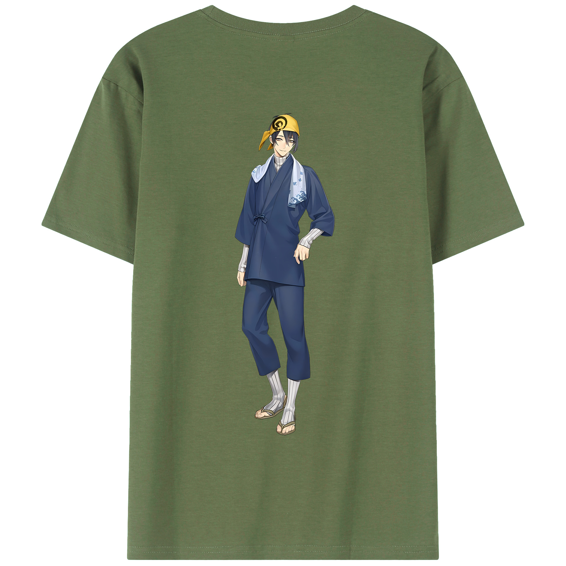 （画像用） 刀剣乱舞 Touken Ranbu 綿100％ メンズ半袖Tシャツ（バックプリント） 通気性